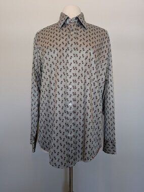 Kingsport Vintage Geometric Large 16-16.5 70's (missing Button)